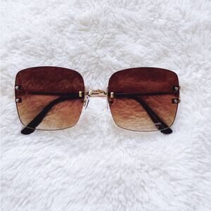 Laurel Clear Brown Rimless Sleek Sunglasses